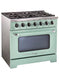 Unique Convection Gas Range Unique 36' Classic Retro Summer Mint Green Range With FR Triple Crown Burner UGP-36CR LG