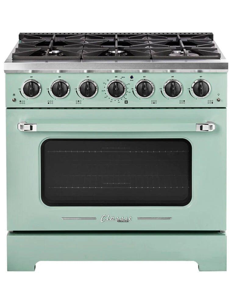 Unique Convection Gas Range Unique 36' Classic Retro Summer Mint Green Range With FR Triple Crown Burner UGP-36CR LG