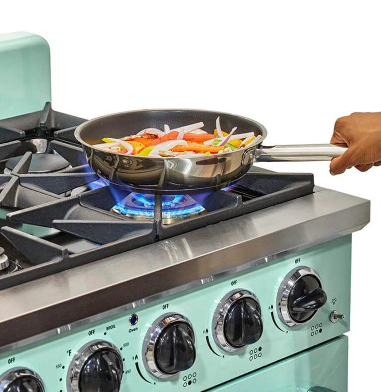 Unique Convection Gas Range Unique 36&#39; Classic Retro Summer Mint Green Range With FR Triple Crown Burner UGP-36CR LG