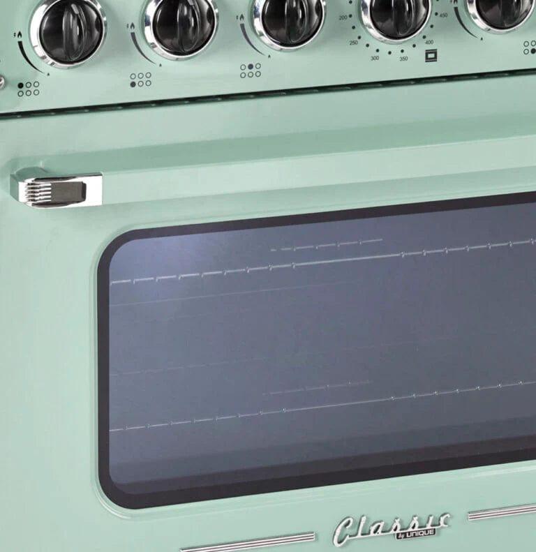 Unique Convection Gas Range Unique 36' Classic Retro Summer Mint Green Range With FR Triple Crown Burner UGP-36CR LG