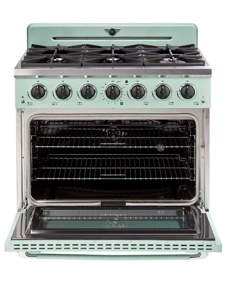 Unique Convection Gas Range Unique 36' Classic Retro Summer Mint Green Range With FR Triple Crown Burner UGP-36CR LG