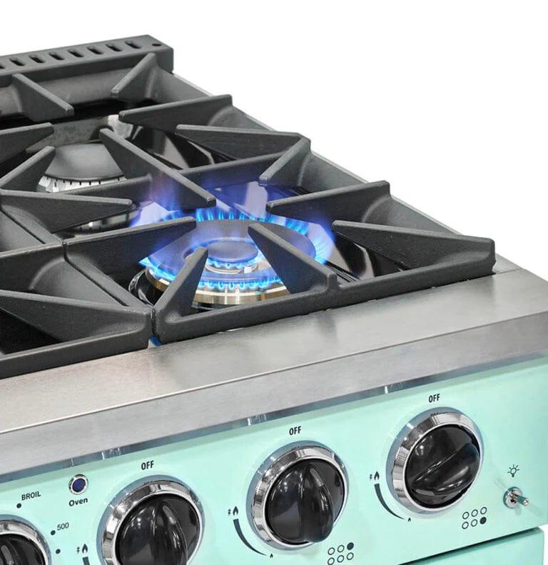 Unique Convection Gas Range Unique 36&#39; Classic Retro Summer Mint Green Range With FR Triple Crown Burner UGP-36CR LG