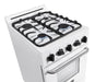 Unique Range/Stove Unique Classic 20" Propane Range Battery Ignition Variable BTU sealed burners Cast iron grates Window UGP-20G OF1 W (white)