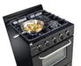 Unique Propane Range /Stove Unique Classic 24" Propane Range Battery Ignition Variable BTU Sealed Burners (11,000 BTU Largest)  Cast Iron Grates With Window UGP-24G OF1 B (Black)