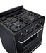 Unique Propane Range /Stove Unique Classic 30" Propane Range Battery Ignition Variable BTU Sealed Burners Cast Iron Grates Window UGP-30G OF1 B (Black)