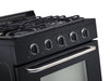 Unique Propane Range /Stove Unique Classic 30" Propane Range Battery Ignition Variable BTU Sealed Burners Cast Iron Grates Window UGP-30G OF1 B (Black)