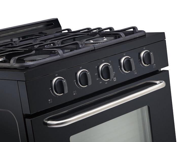 Unique Propane Range /Stove Unique Classic 30" Propane Range Battery Ignition Variable BTU Sealed Burners Cast Iron Grates Window UGP-30G OF1 B (Black)