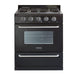 Unique Propane Range /Stove Unique Classic 30" Propane Range Battery Ignition Variable BTU Sealed Burners Cast Iron Grates Window UGP-30G OF1 B (Black)