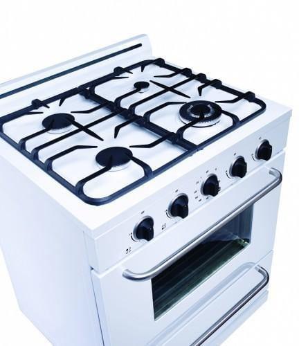 Unique Propane Range /Stove Unique Classic 30" Propane Range Battery Ignition Variable BTU Sealed Burners Cast Iron Grates With Window UGP-30G OF1 W (White)