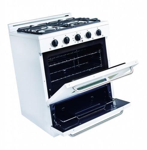 Unique Propane Range /Stove Unique Classic 30" Propane Range Battery Ignition Variable BTU Sealed Burners Cast Iron Grates With Window UGP-30G OF1 W (White)