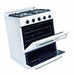 Unique Propane Range /Stove Unique Classic 30" Propane Range Battery Ignition Variable BTU Sealed Burners Cast Iron Grates With Window UGP-30G OF1 W (White)