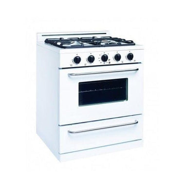 Unique Propane Range /Stove Unique Classic 30" Propane Range Battery Ignition Variable BTU Sealed Burners Cast Iron Grates With Window UGP-30G OF1 W (White)