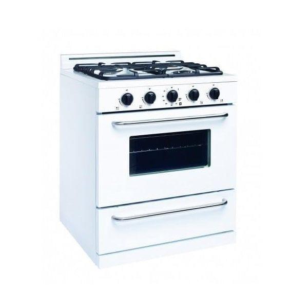 Unique Propane Range /Stove Unique Classic 30" Propane Range Battery Ignition Variable BTU Sealed Burners Cast Iron Grates With Window UGP-30G OF1 W (White)