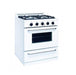 Unique Propane Range /Stove Unique Classic 30" Propane Range Battery Ignition Variable BTU Sealed Burners Cast Iron Grates With Window UGP-30G OF1 W (White)