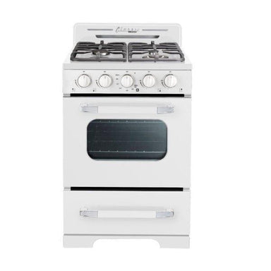 Unique Propane Range /Stove Unique Classic Retro 24" Off Grid (Battery Ignition) Propane Range in White UGP-24CR OF1 W