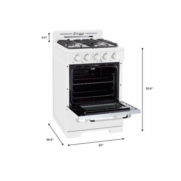 Unique Propane Range /Stove Unique Classic Retro 24" Off Grid (Battery Ignition) Propane Range in White UGP-24CR OF1 W