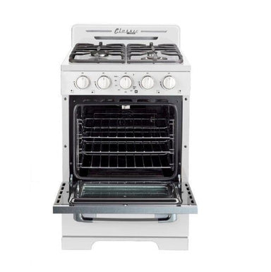 Unique Propane Range /Stove Unique Classic Retro 24" Off Grid (Battery Ignition) Propane Range in White UGP-24CR OF1 W