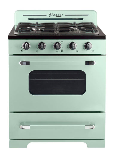 Unique Propane Range /Stove Unique Classic Retro 30" Off Grid (Battery Ignition) Propane Range in Light Green UGP-30CR OF2 LG