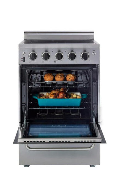 Unique Convection Gas Range Unique Prestige 24' Stainless Steel Electric Ceramic Top With Electronic Ignition UGP-24V EC S/S