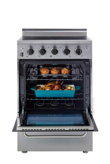 Unique Convection Gas Range Unique Prestige 24' Stainless Steel Electric Ceramic Top With Electronic Ignition UGP-24V EC S/S