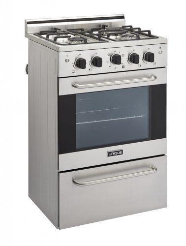 Unique Natural Gas Range/Stove Unique Prestige (Electronic Ignition) 24" Stainless Convection Gas Range UGP-24V PC1 SS