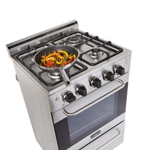 Unique Natural Gas Range/Stove Unique Prestige (Electronic Ignition) 24" Stainless Convection Gas Range UGP-24V PC1 SS