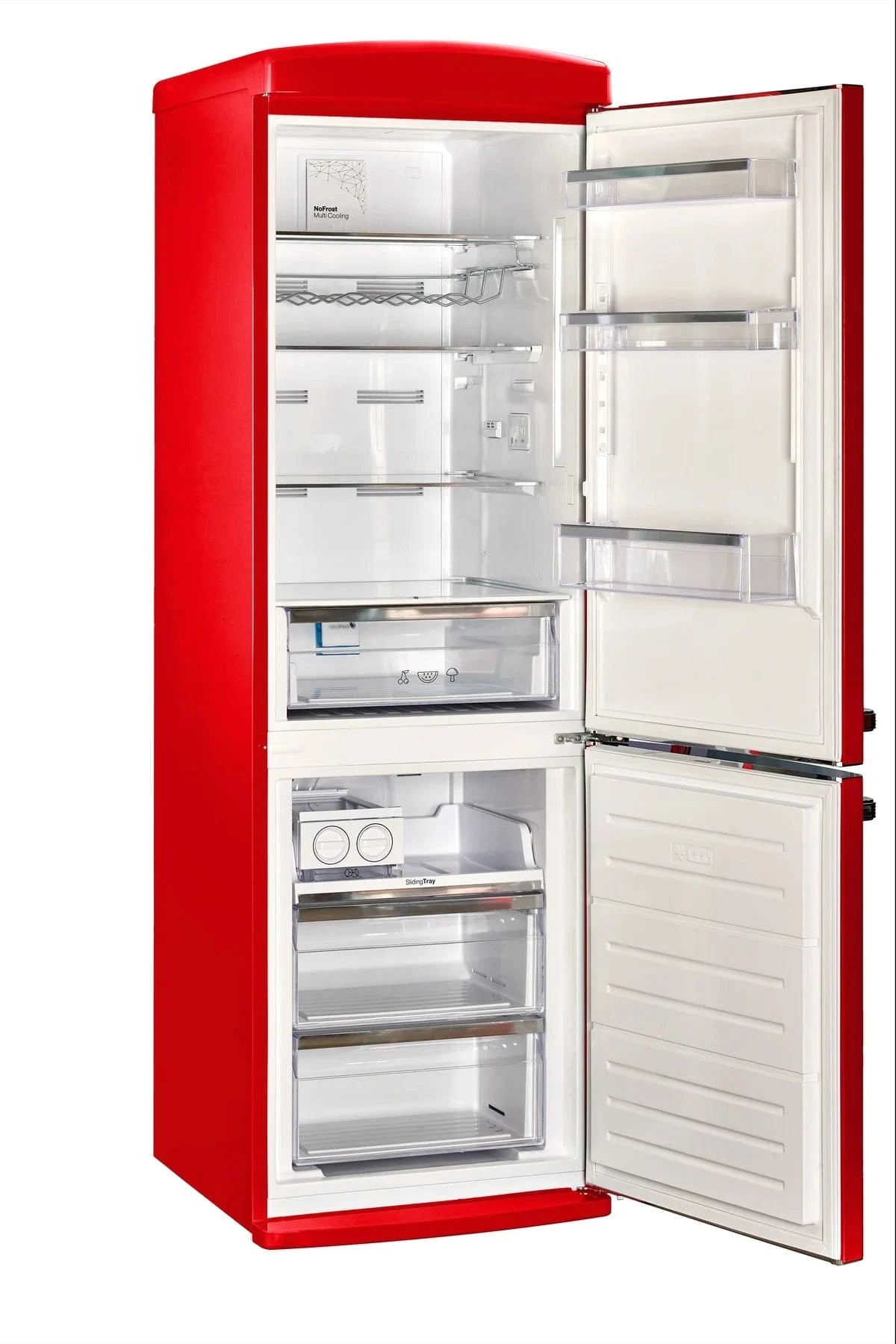Unique Refrigerator-Freezer Unique UGP-340L R AC | 340Litre Marshmallow Red Bottom Mount Refrigerator